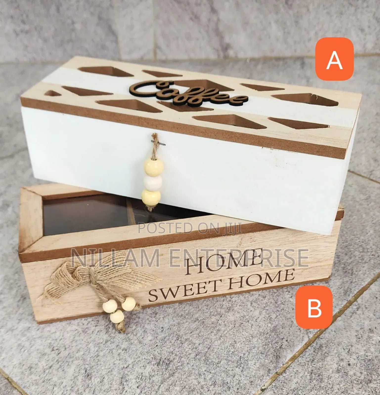 *3 Compartments / Slot Wooden Teabag / Coffee Organizer