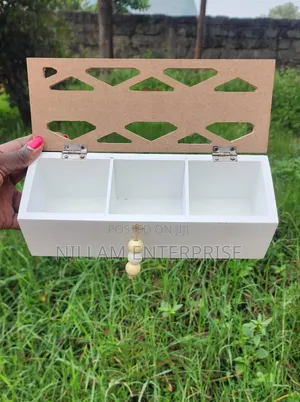 *3 Compartments / Slot Wooden Teabag / Coffee Organizer