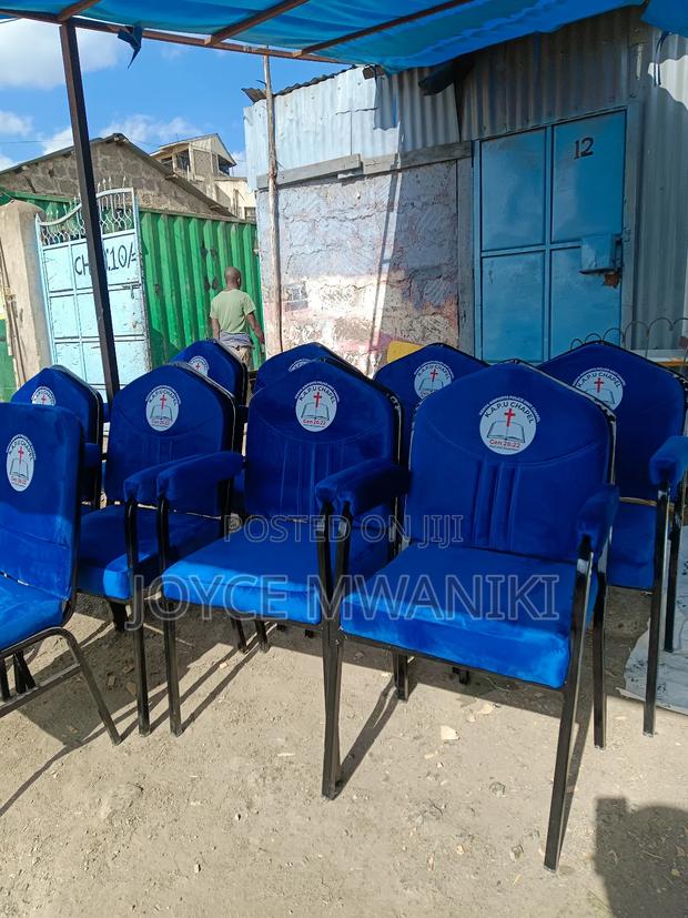 Church Chairs With Armrest, Blue Colour