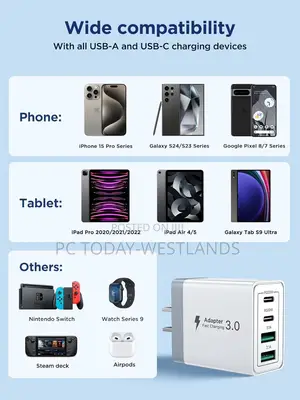 USB C Charger Block, 40W 4-Port Fast Charger Charging Block