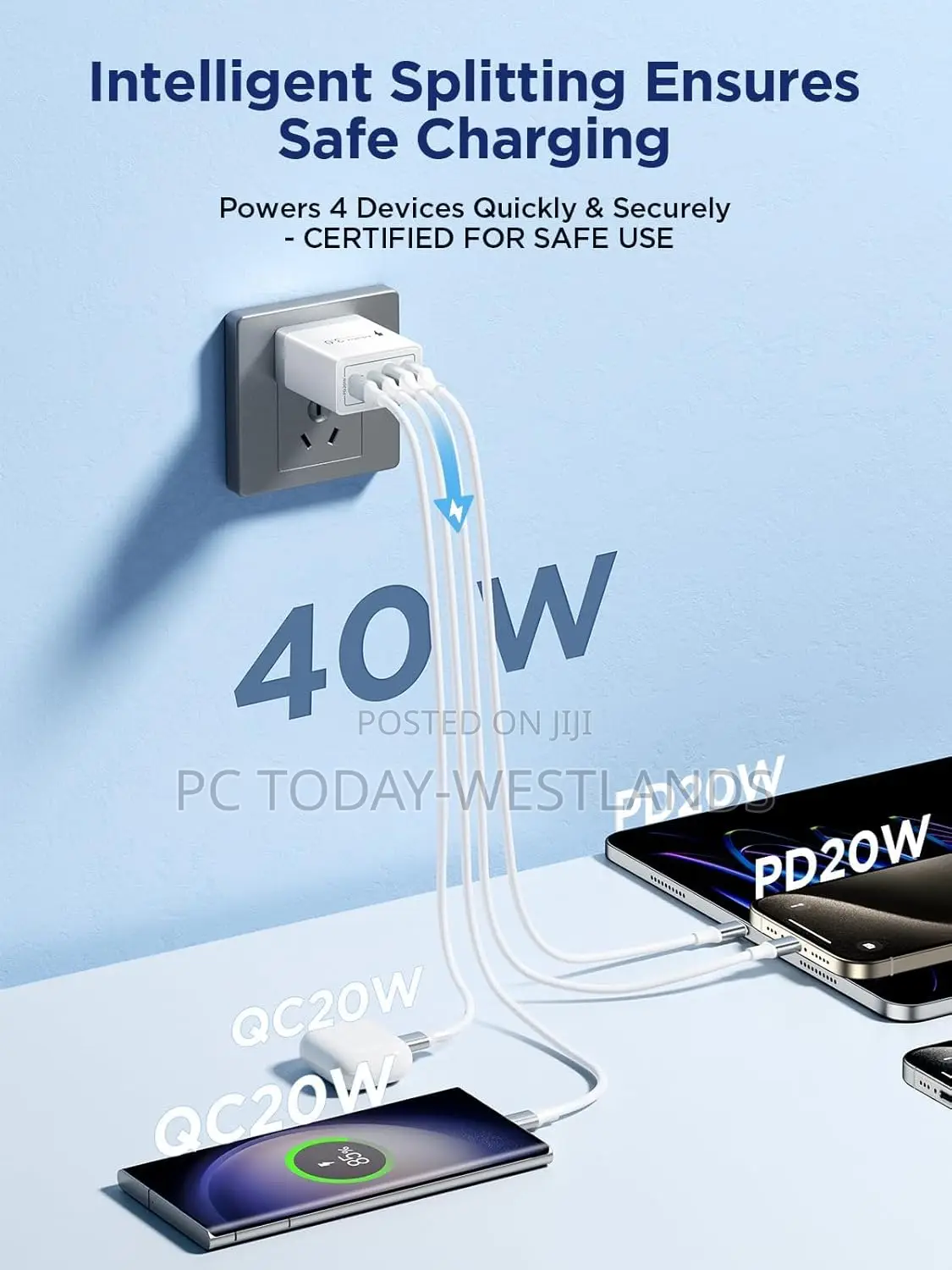 USB C Charger Block, 40W 4-Port Fast Charger Charging Block
