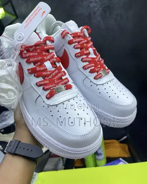 White Twin Laces Supreme X Airforce Sneakers