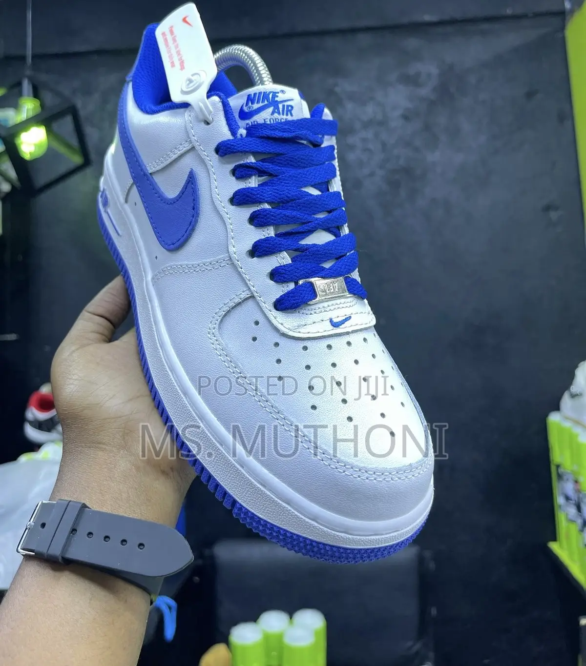 1st Leather Nike Airforce 1 White Medium Blue 38-45