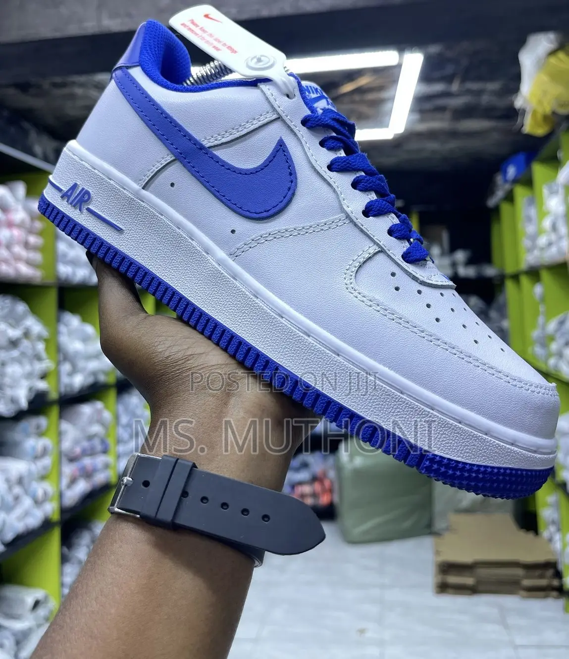 1st Leather Nike Airforce 1 White Medium Blue 38-45