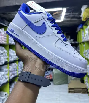 1st Leather Nike Airforce 1 White Medium Blue 38-45