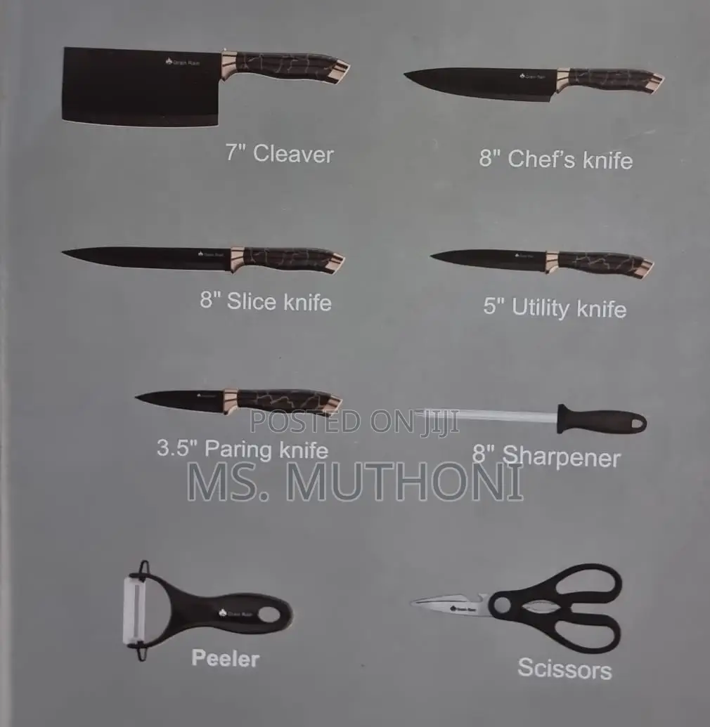 High Quality Heavy Stainless Steel Aesthetic 9pc Knife Sets