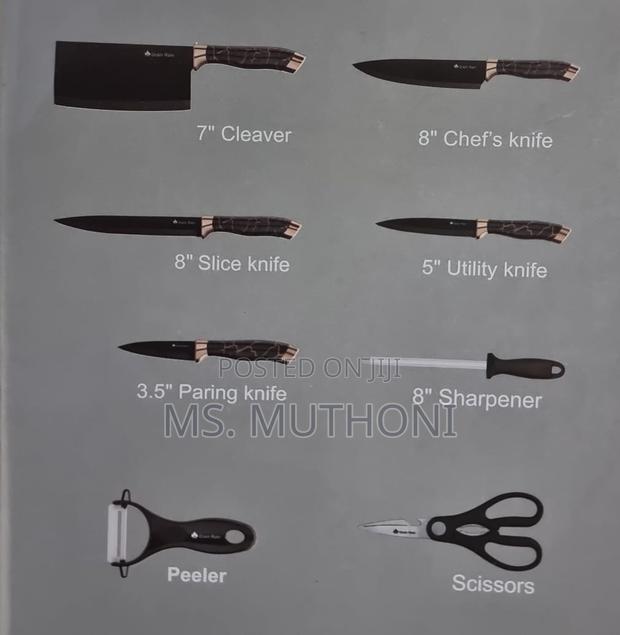 High Quality Heavy Stainless Steel Aesthetic 9pc Knife Sets - thumbnail 5