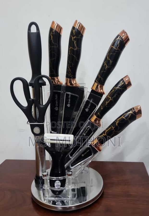 High Quality Heavy Stainless Steel Aesthetic 9pc Knife Sets - thumbnail 3