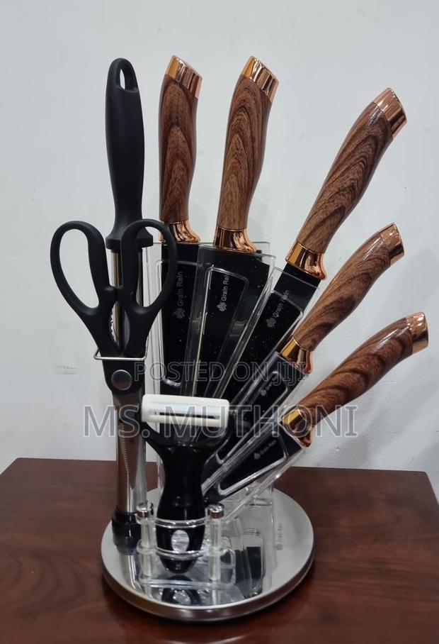 High Quality Heavy Stainless Steel Aesthetic 9pc Knife Sets - main view