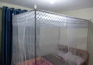 Queen Size Bed White 4 Stand Bed Mosquito Nets With Stands