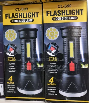 Torch.Rechargeable CL S99 Flash Light + COB Side Lamp.