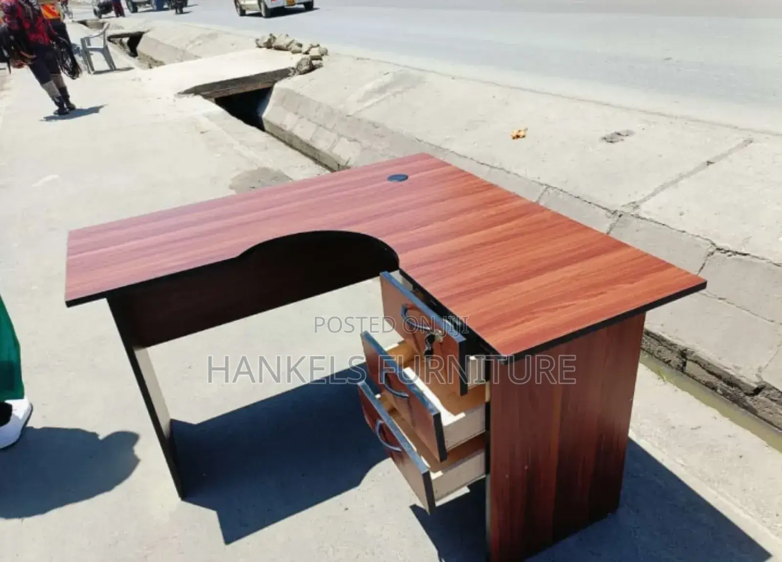 L Shape Dark Walnut Desk