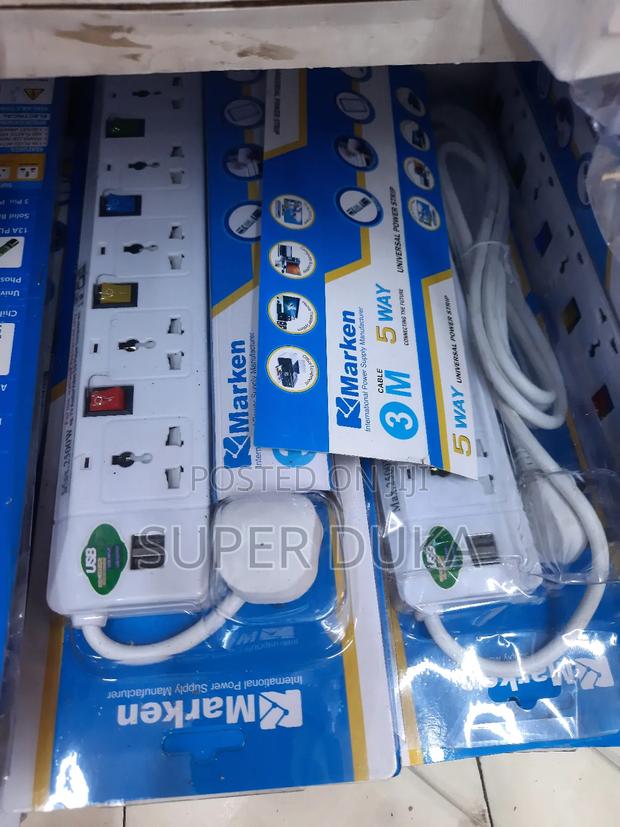 Marken 5 Way Socket,2 USB,3 M Extension Cable - main view