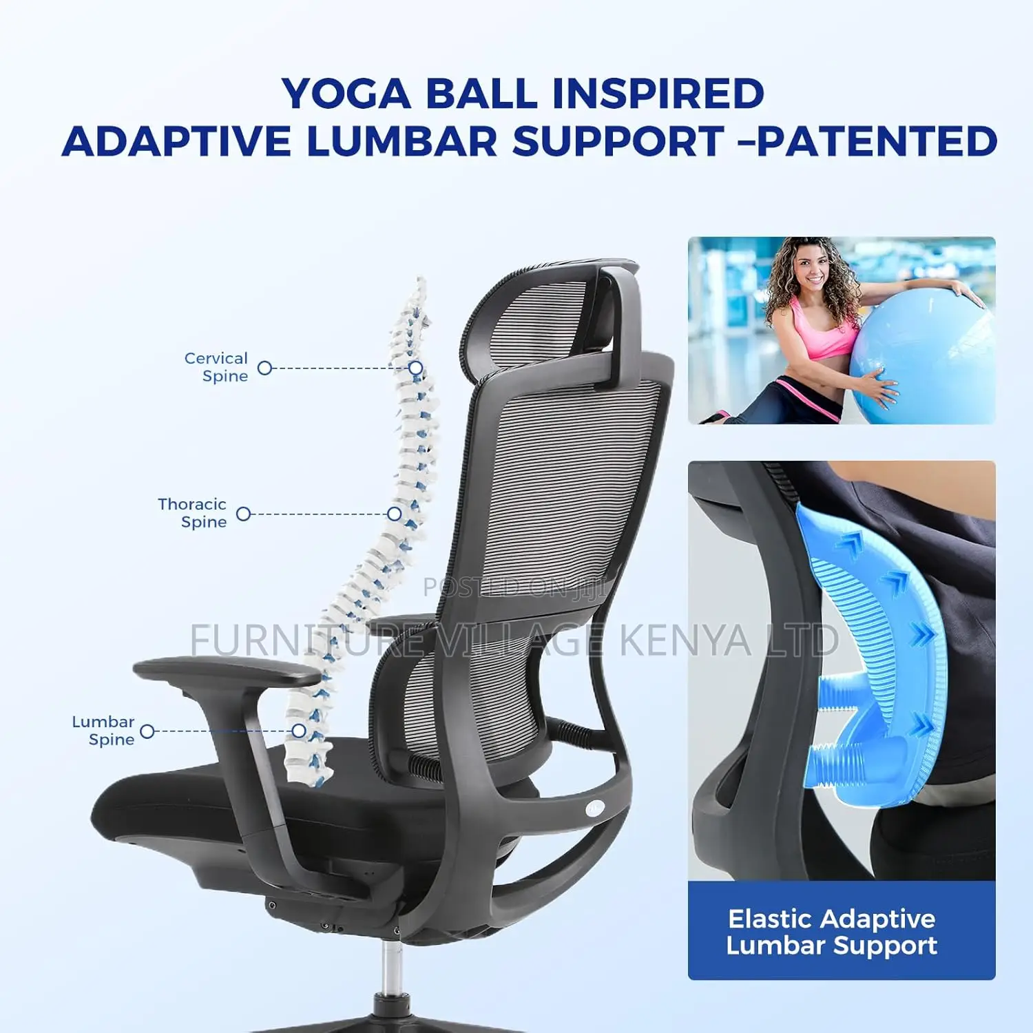 Office Chairs; Executive High-Back Mesh Adjustable Seat