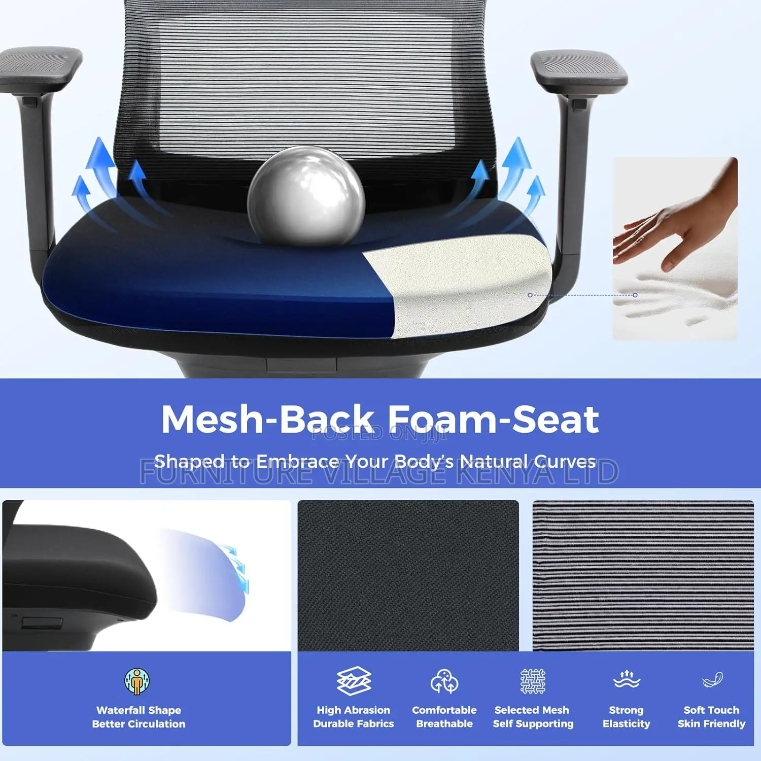 Office Chairs; Executive High-Back Mesh Adjustable Seat
