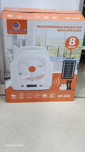Easy Power EP-009 Rechargeable Solar Fan With Speaker 8"