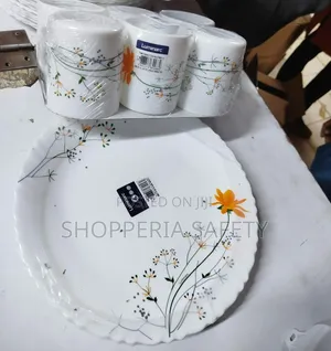 Floral Luminarc Plates and Mugs- White