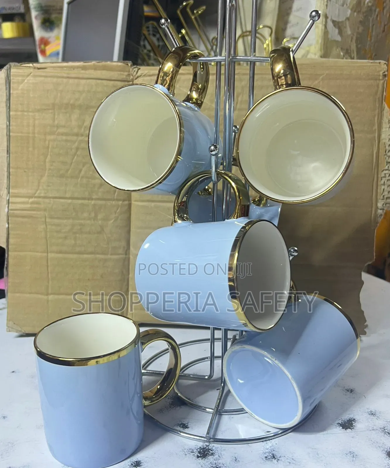 Gold+ Blue Tea Mug, Ceramic