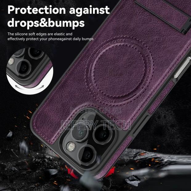 Leather Case for iPhone 16 Pro Max, Slim With Stand Case - thumbnail 2