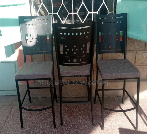 Black Armless High Stools With Powder-Coating Finish. - thumbnail 2