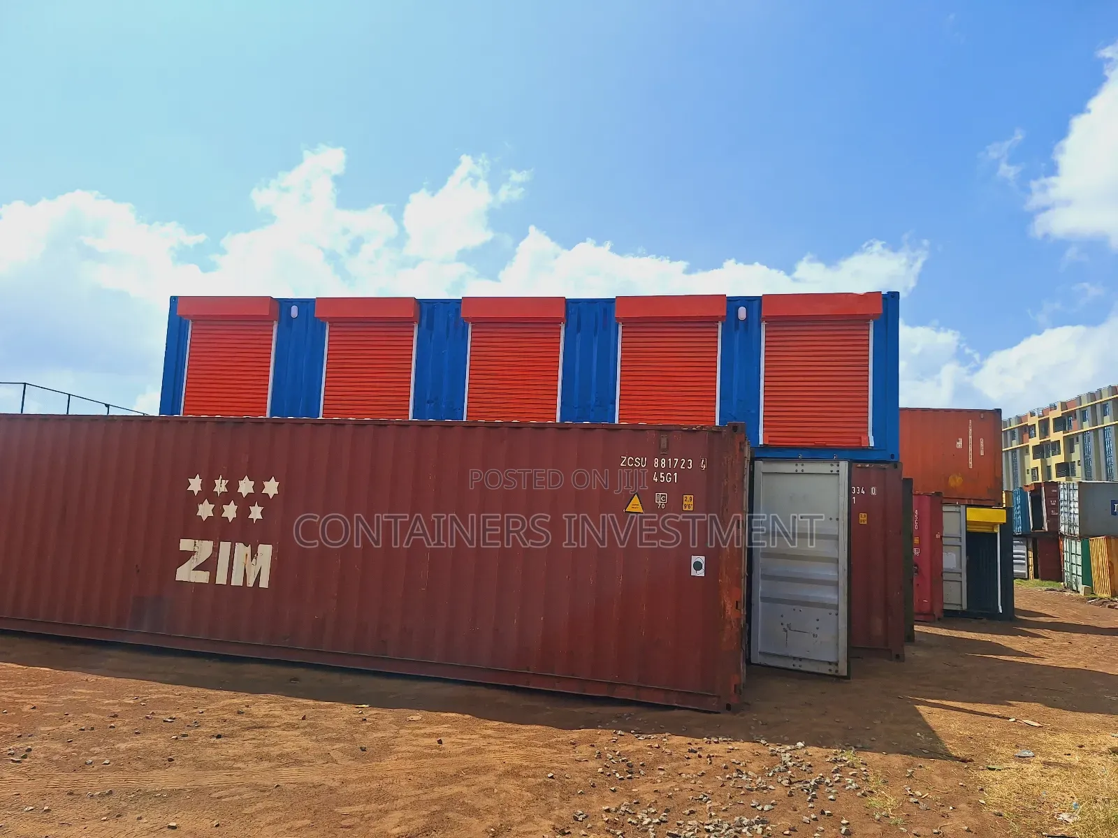 Container Stalls For Sale- Blue And Orange Color.