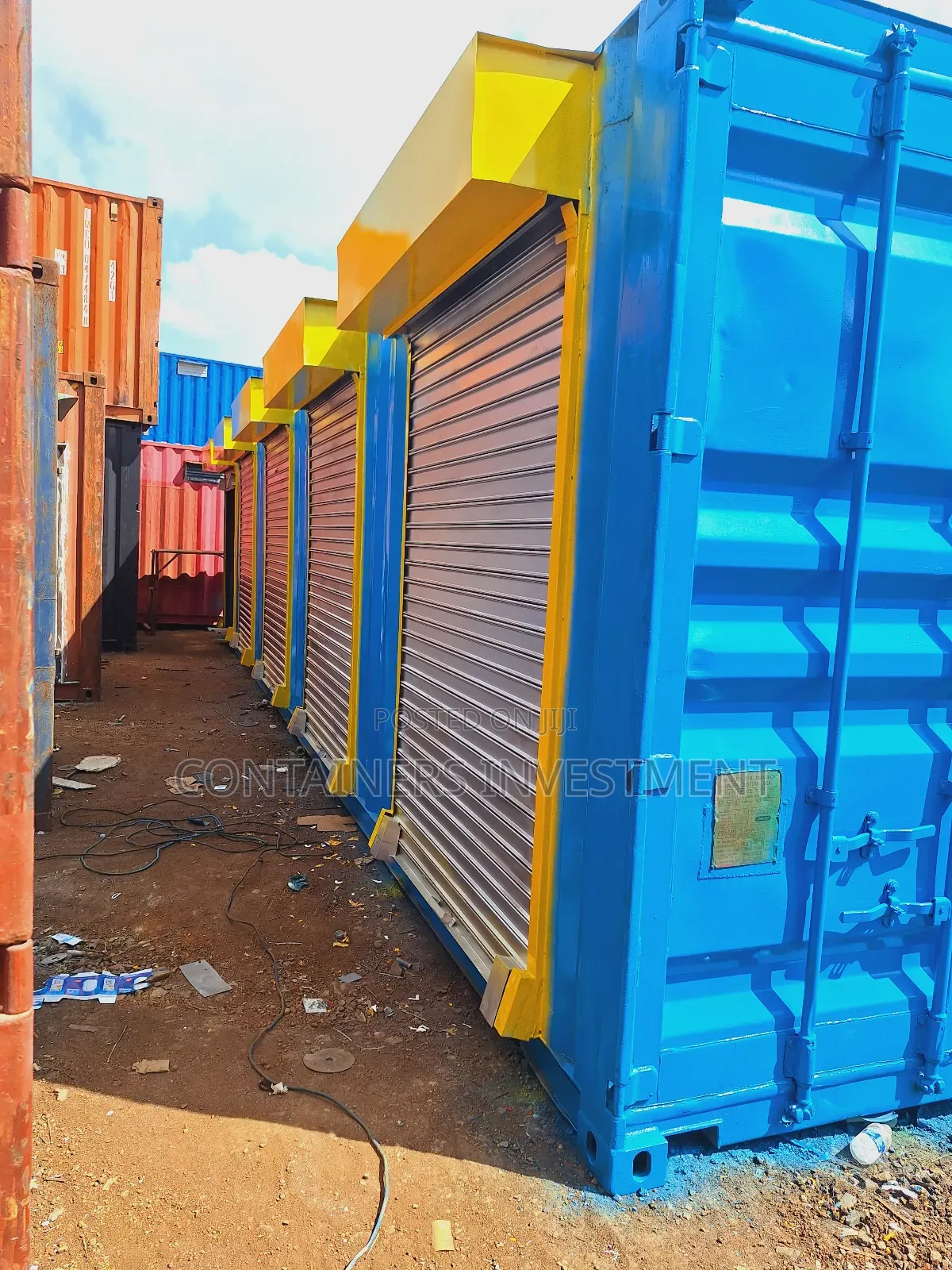 Container Stalls for Sale- Blue, Silver and Yellow Color Pop