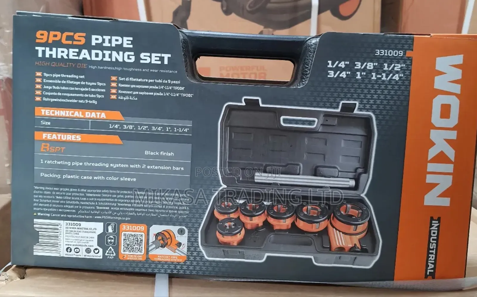 9 PCS Pipe Threading Set(Industrial) 1⁄4-11⁄4"