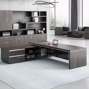 Office Tables:160cm Minimalist Brown Wood Sled Base Table