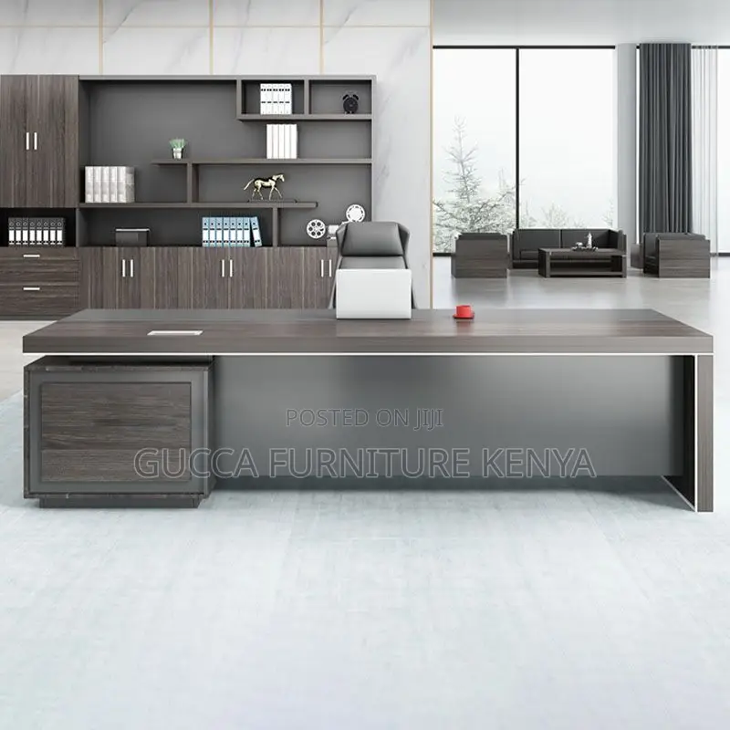 Office Tables:160cm Minimalist Brown Wood Sled Base Table