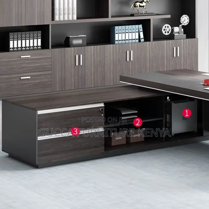 Office Tables:160cm Minimalist Brown Wood Sled Base Table
