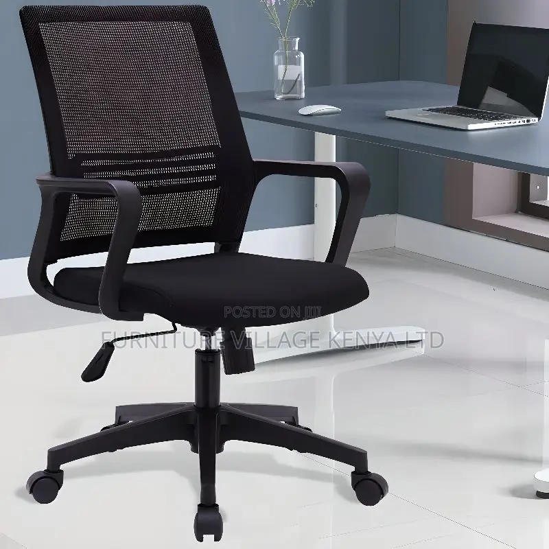 Ergonomic Upholstered Task Chair in Coal With Back