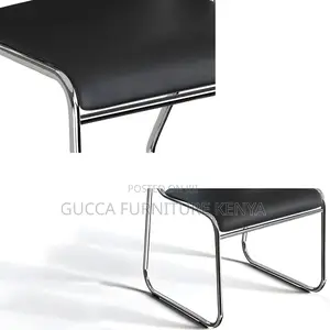Office Chairs: Armless Leather Chrome Simple Office Seat