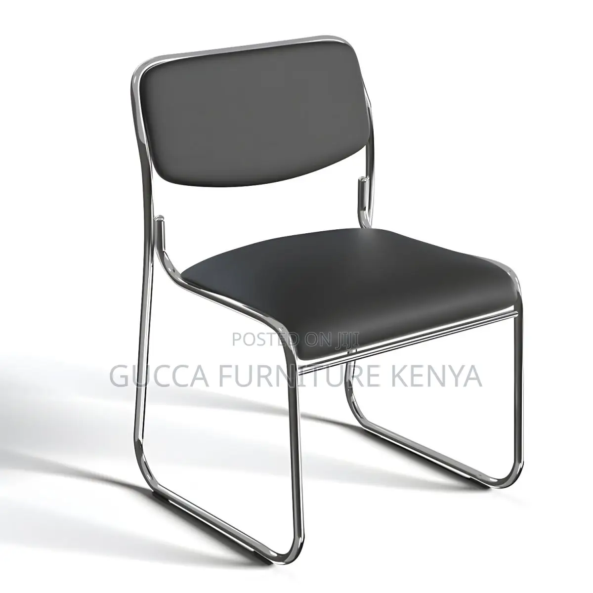 Office Chairs: Armless Leather Chrome Simple Office Seat