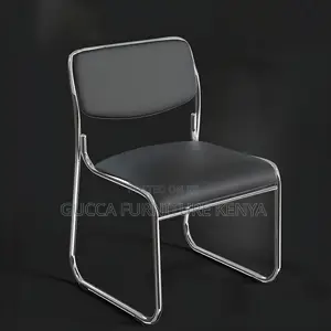 Office Chairs: Armless Leather Chrome Simple Office Seat