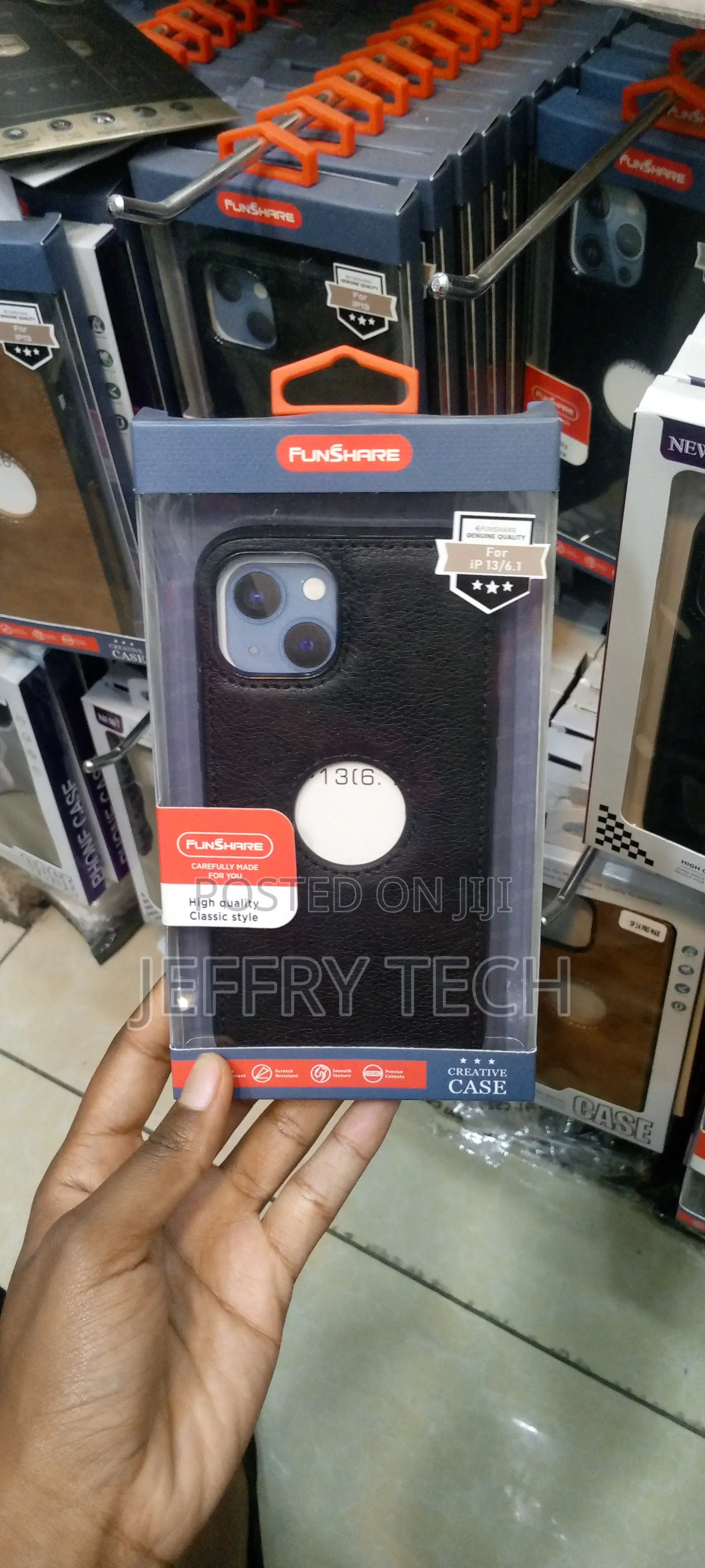 Logo Hole Cell Phone Leather Case for Apple iPhone 13 6.1