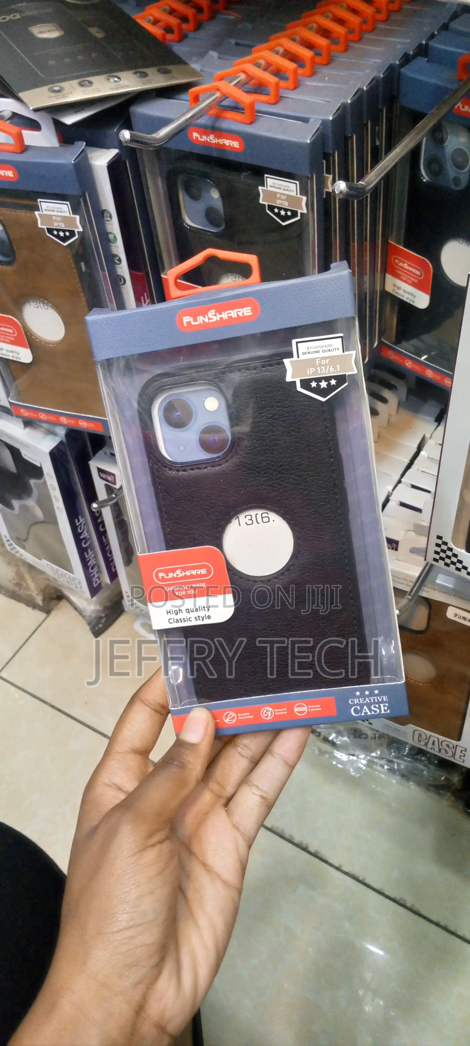 Logo Hole Cell Phone Leather Case for Apple iPhone 13 6.1
