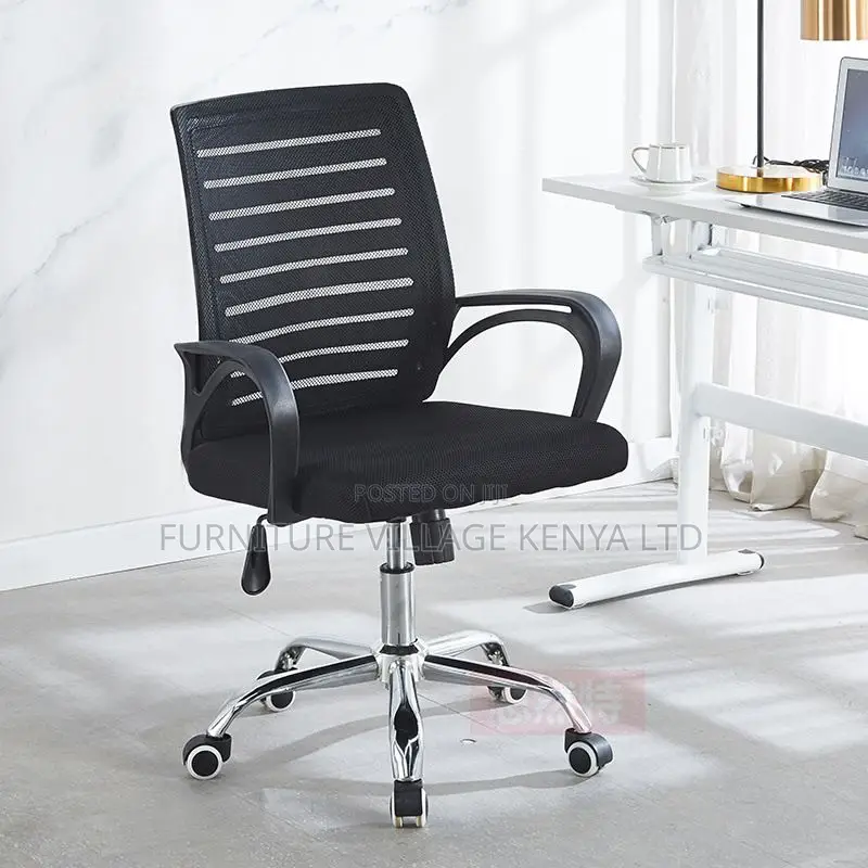 Modish Task Chair in Textile Midnight Black With Fixed Arms