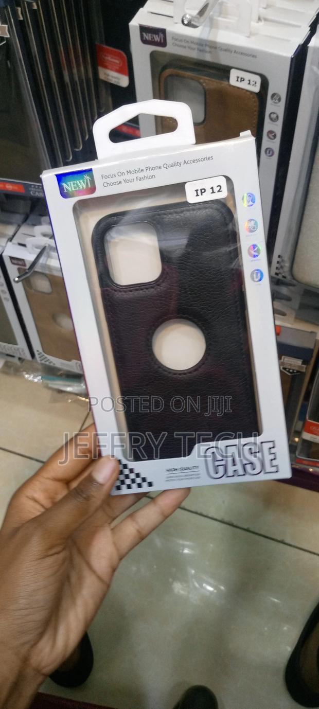 Leather Logo Cut Back Case for Apple iPhone 12 Colour Black - main view