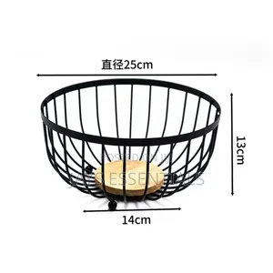 Metallic Fruit Rack With Bamboo Base