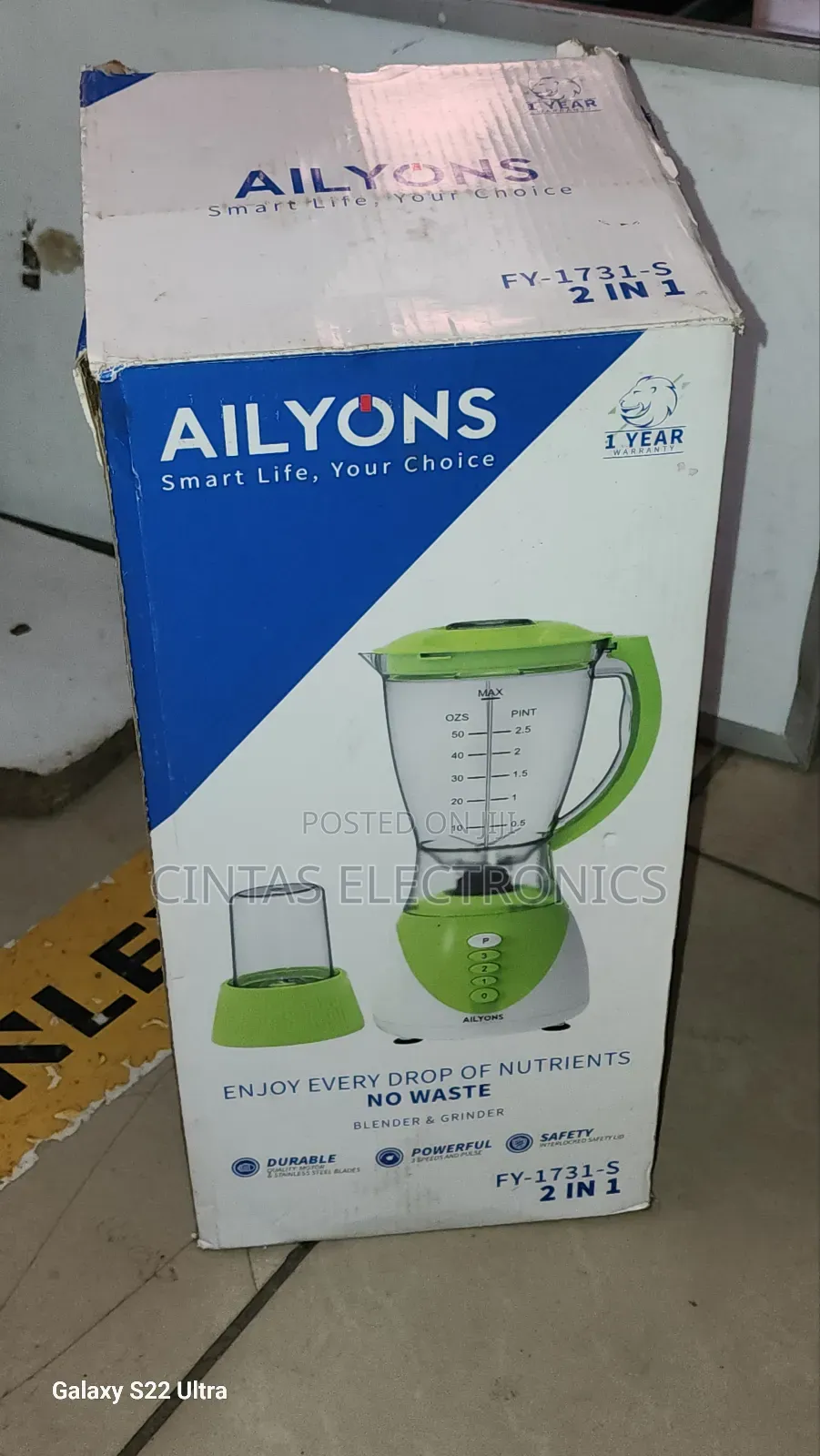 Ailyons FY1731 2in1 Blender 1.5L