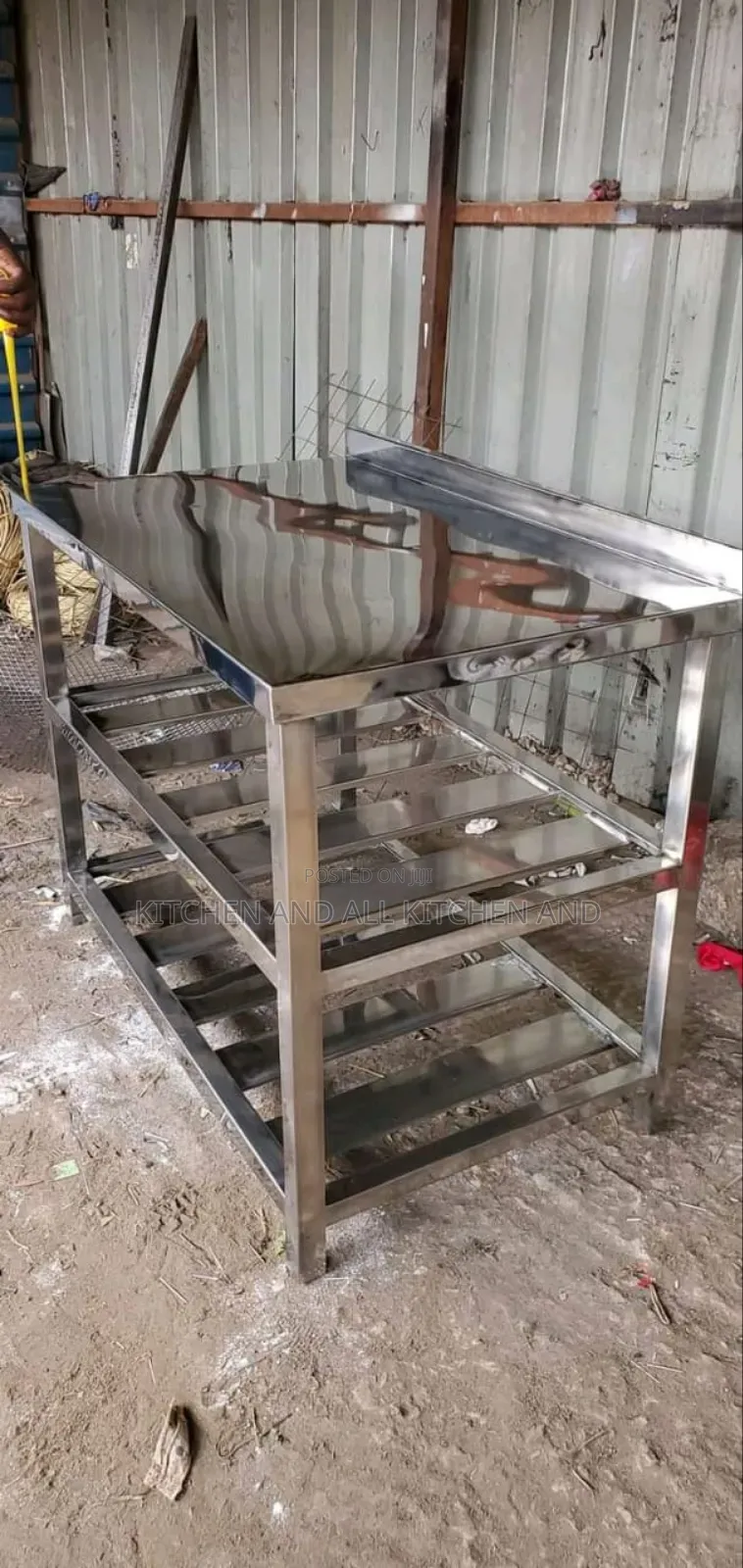 Worktop Ss Table With Double Undershelfs