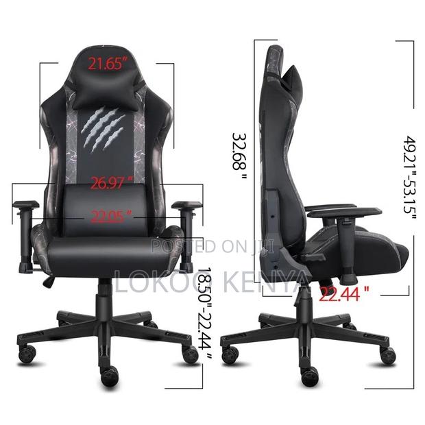 Office Chair: Black Ergonomic Computer Gaming Office Chair - thumbnail 2