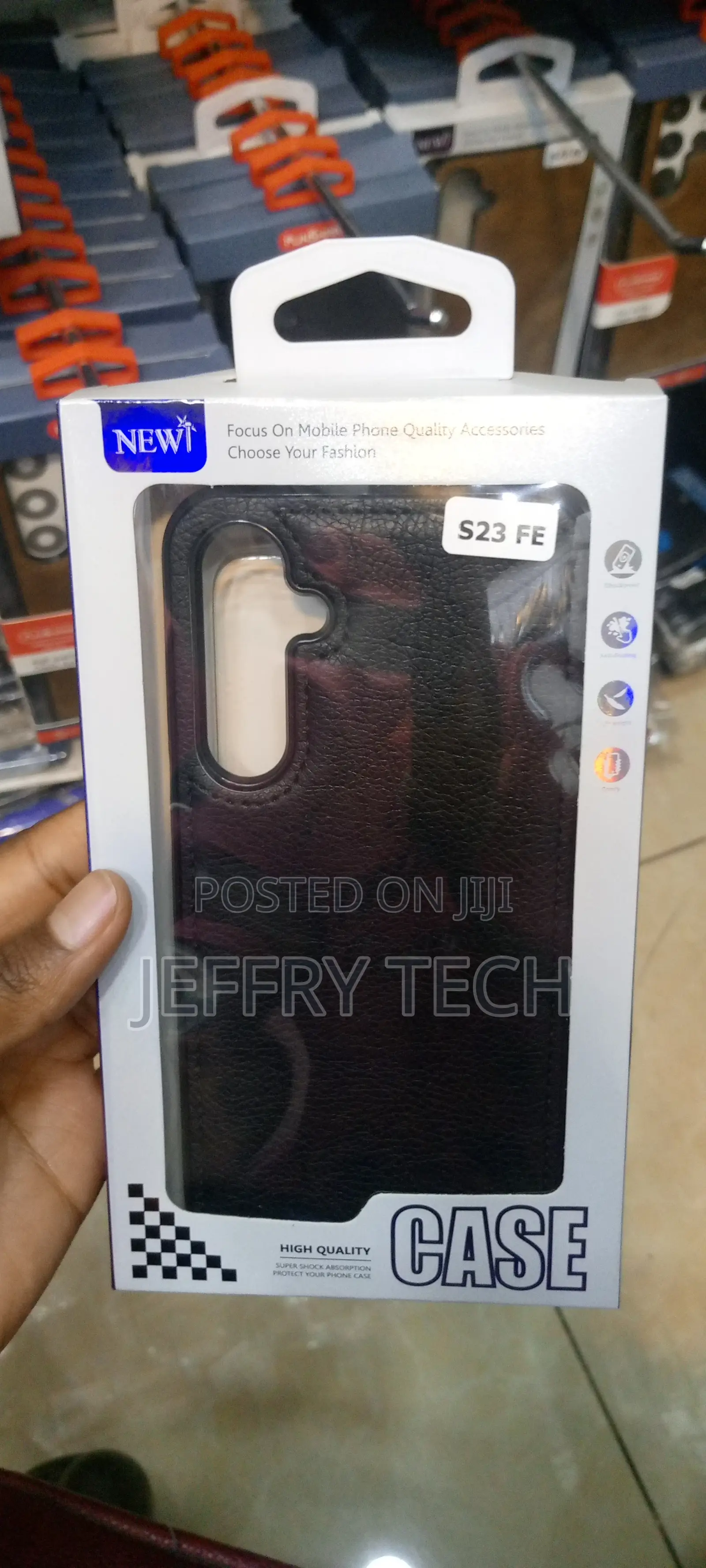Leather Logo Cut Back Case for Samsung S23 Fe