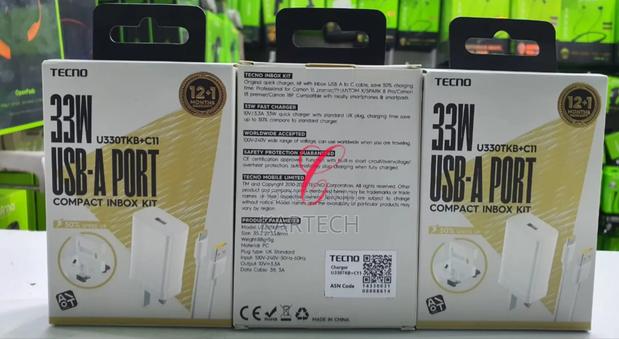 Tecno TCW-U330TKB+C11 33W Compact Charger
