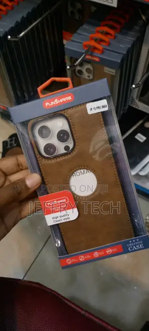 Leather Case for iPhone 15 Pro Max Logo View Luxury Elegant