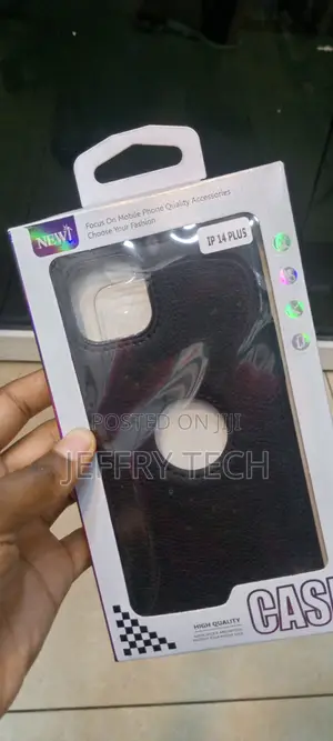 Leather Case for iPhone 14 Plus Logo View, Luxury Elegant