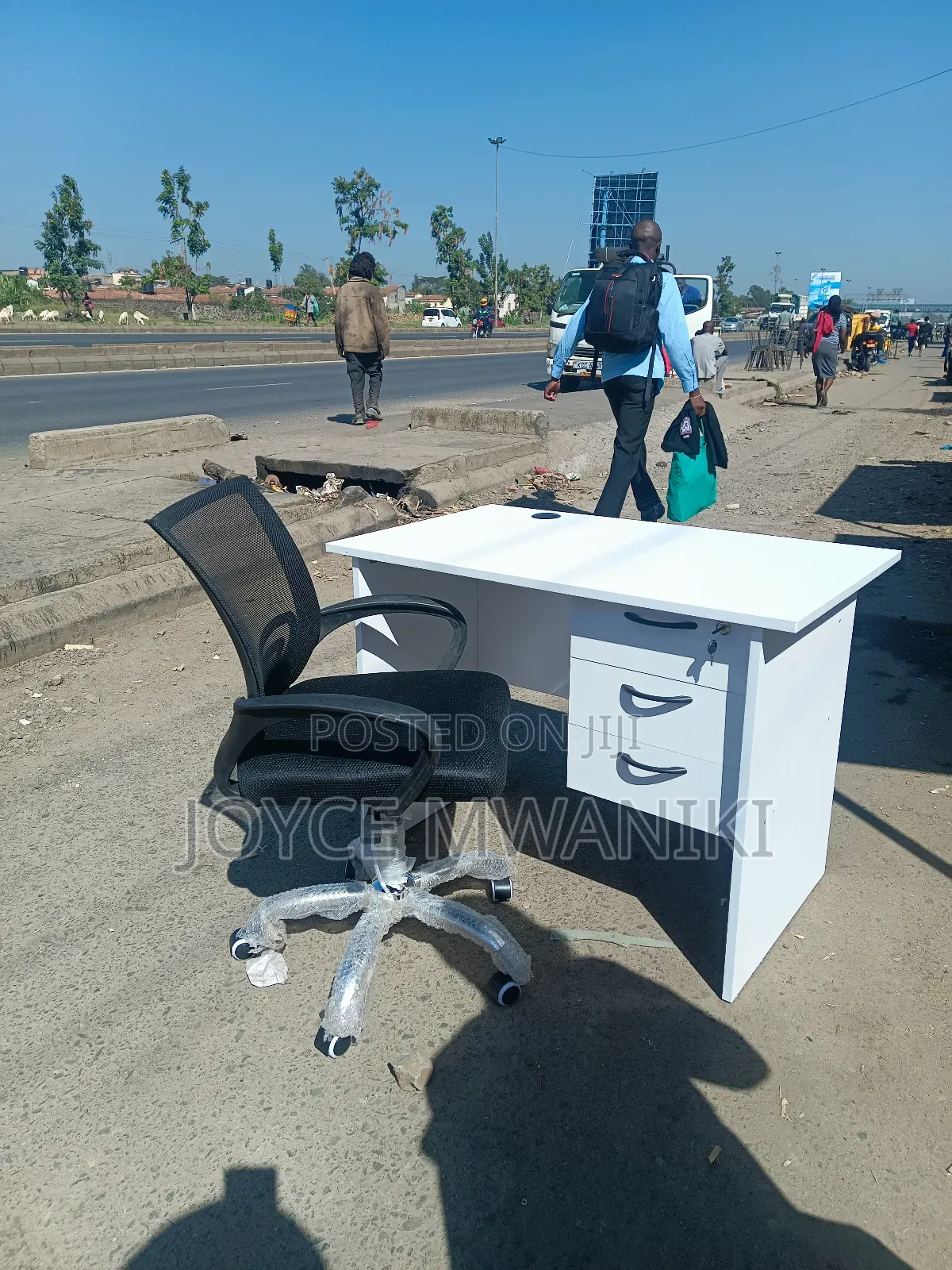 Office Desk and a Mesh Chair. ,