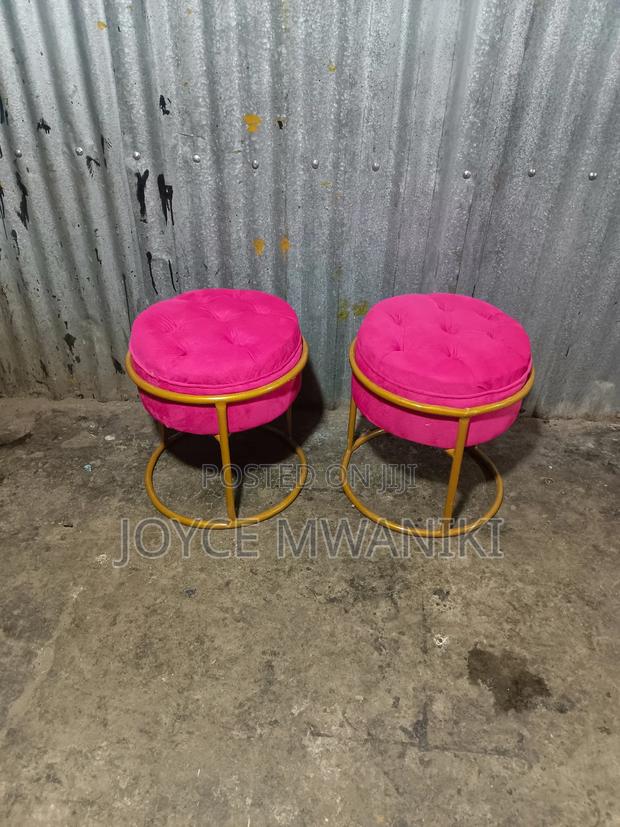 Pedicure Stools, Hot Pink With Gold - main view