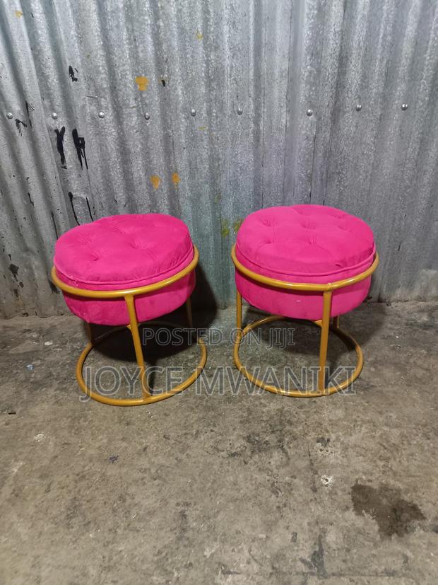 Pedicure Stools, Hot Pink With Gold - thumbnail 3