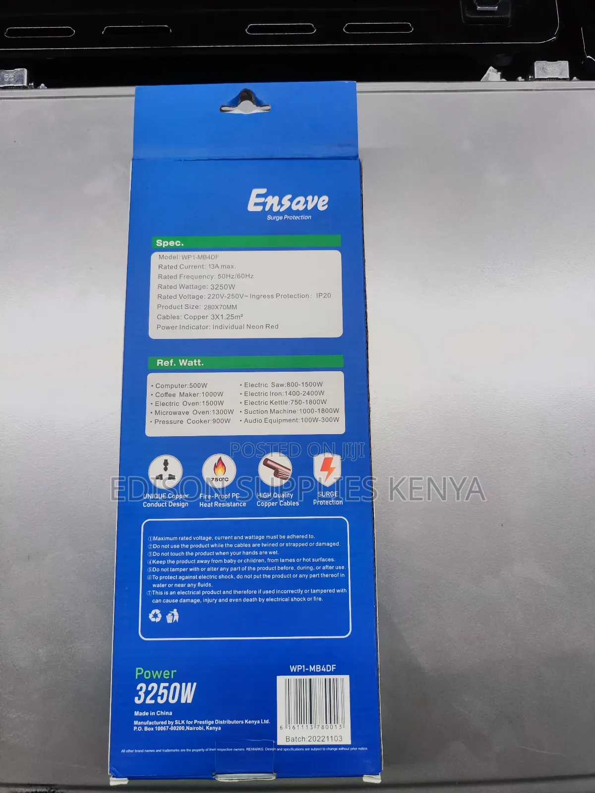 Ensave Extension Cables 3250watts Premium Surge Protection